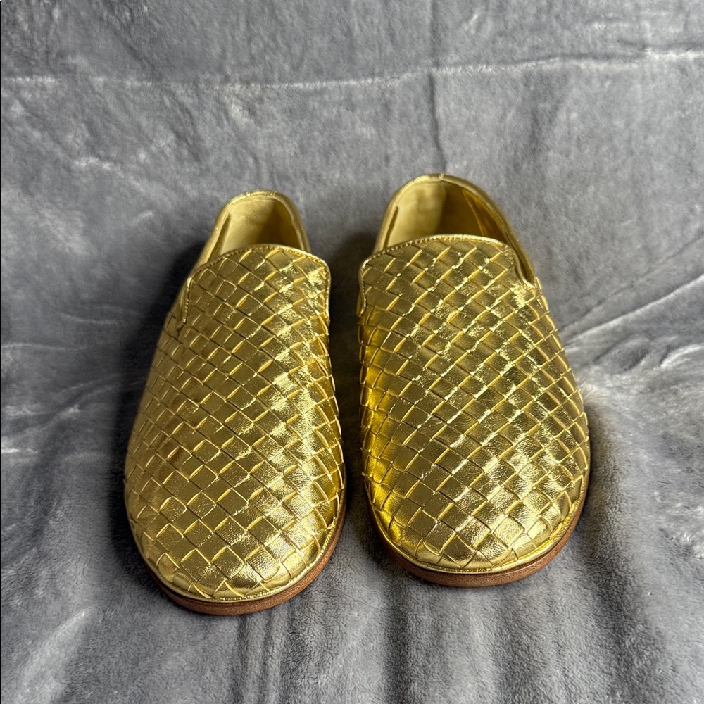 Bottega Veneta Gold Woven Women's Shoes